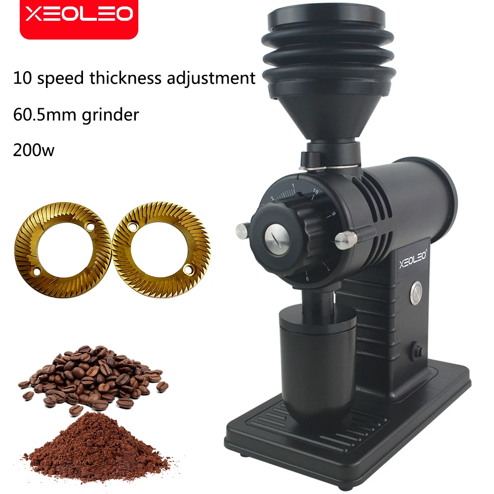 XEOLEO-moedor de café elétrico, café do feijão Miller, funil, fresadora de café, 10 passos, 60mm,