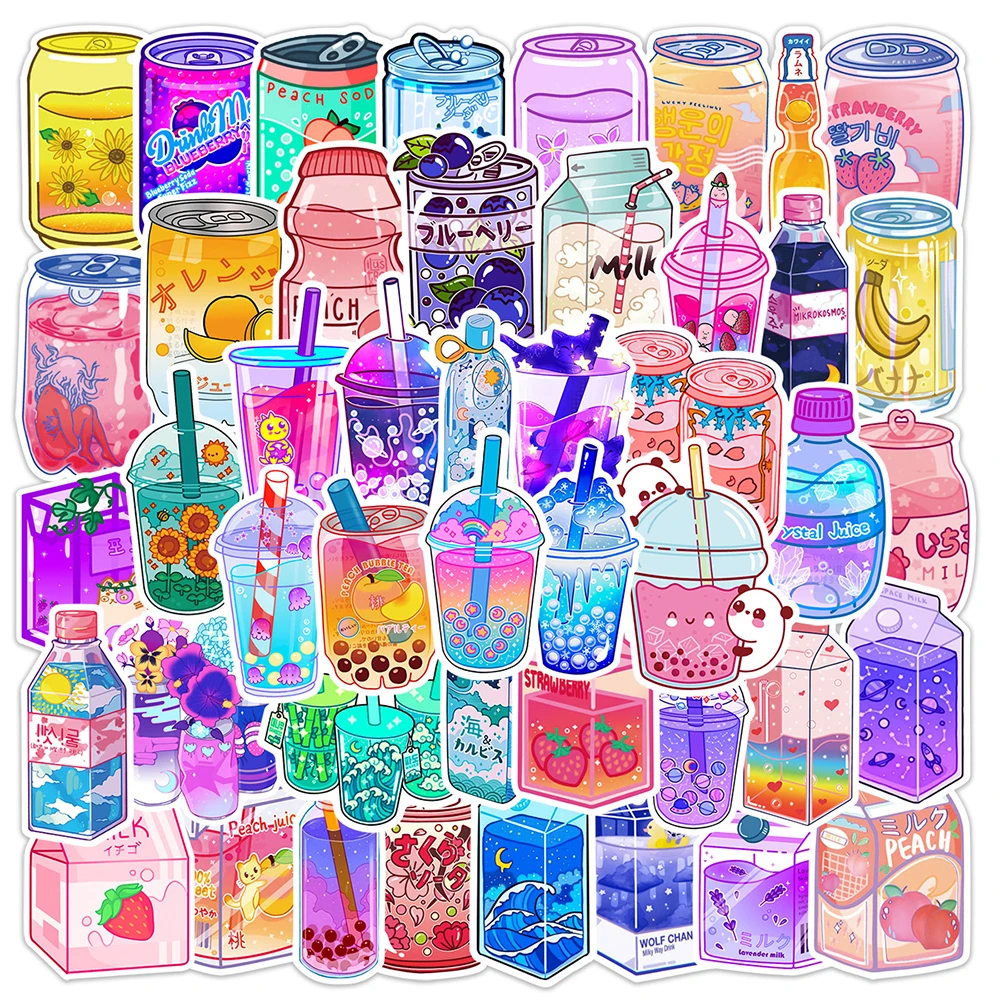 10/30/50PCS INS Cute Drink Aesthetic Stickers Cartoon Decal Scrapbook Laptop Phone Luggage Diary Car