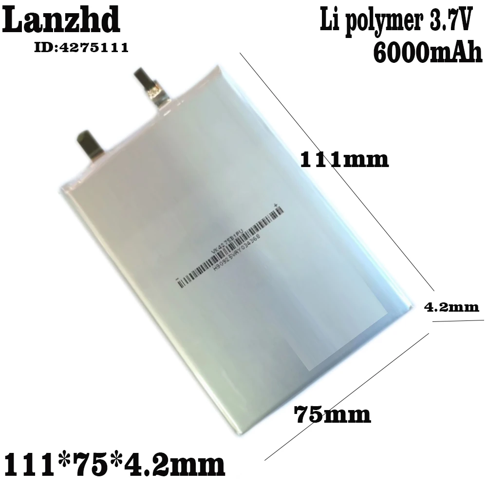 1-10 pces 3.85v 6000mah li-polímero recarregável 4275111 célula para mesa pc power bank telefone