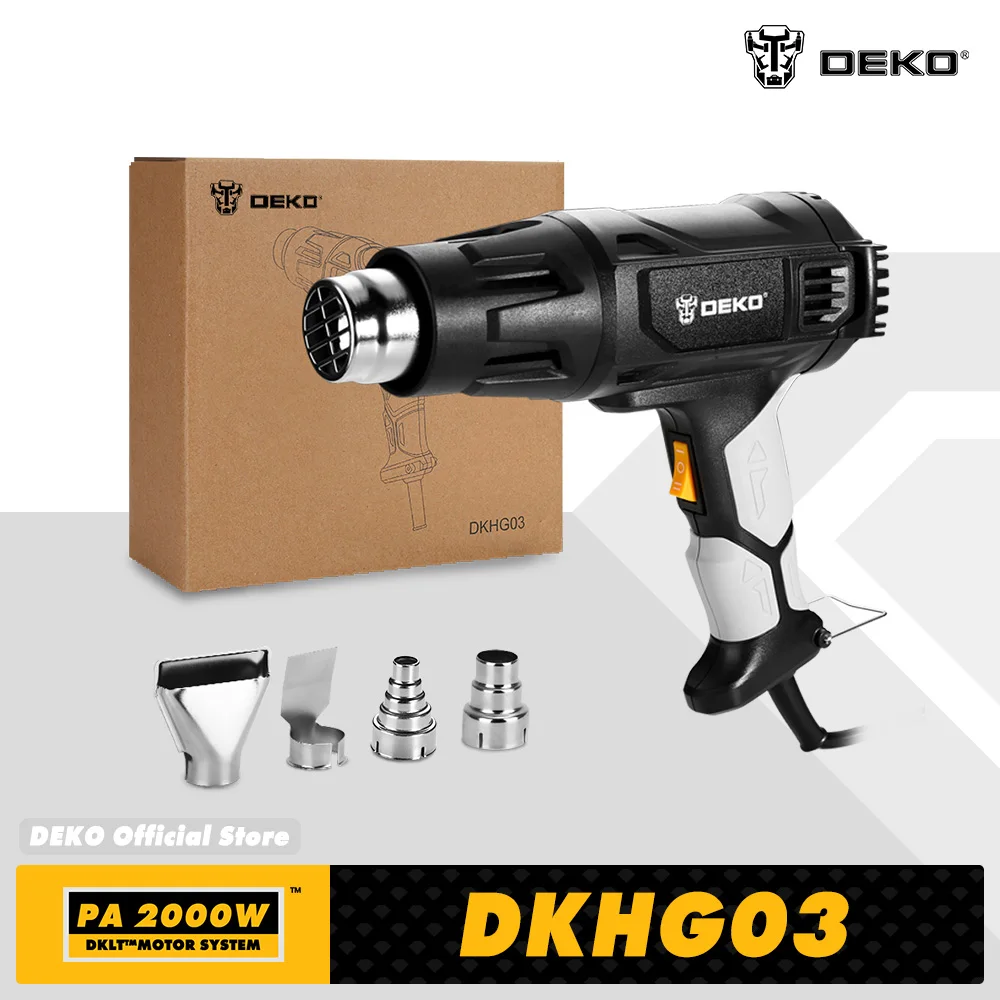 DEKO 220V Wärme Pistole 2000W Variable 2 Temperaturen Erweiterte Elektrische Heißluft Pistole mit