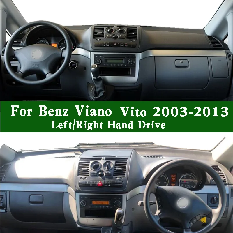 Para benz viano vito 2003-13 w639 w636 116 120 119 110 111 dashmat painel instrumento capa protetor