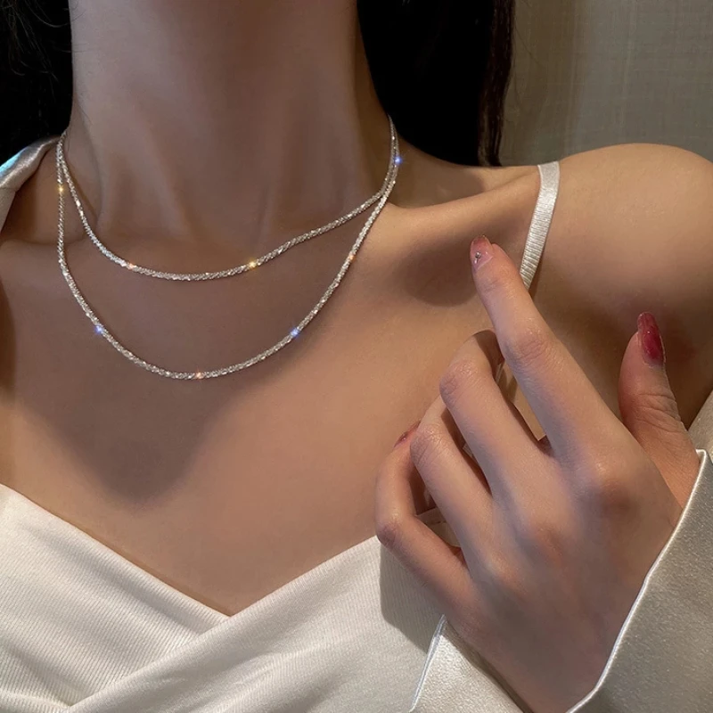 Popular Sparkling Necklace For Women Clavicle Chain Choker Fashion Jewelry Wedding Party Birthday