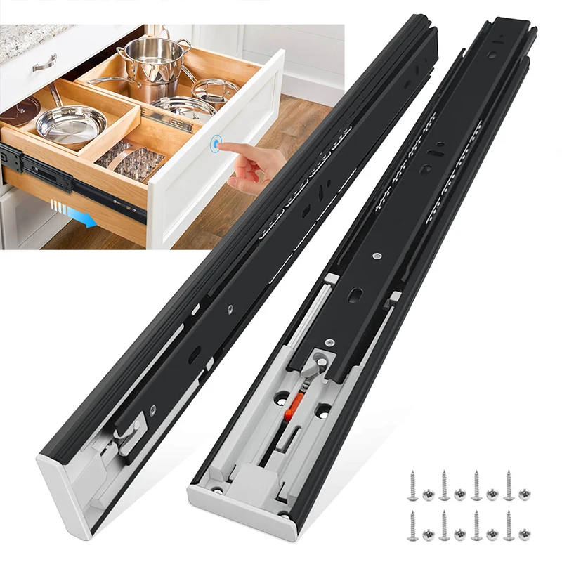 CXHIIA 100-lb. 1-Pair (2 Pieces)  Full Extension Push-to-Open Galvanized / Electrophoretic  Drawer