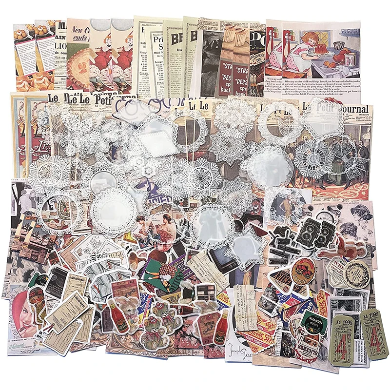 230 Pcs Vintage Journaling Scrapbooking Supplies Scrapbook Stickers Paper for Bullet Journals DIY