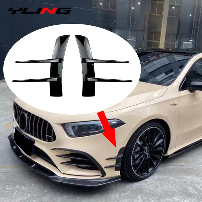 2Pcs For Benz A-Class A180 A200 A220 Front Bumpers Lip Air Vent Trim Spoiler Canards Splitter Car