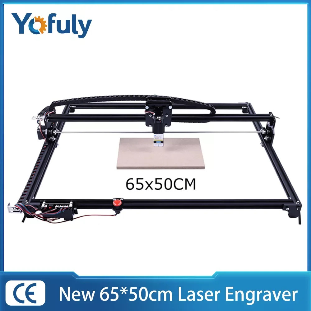 NEW Black 6550 2-Axis CNC Engraving Machine Work Area 65*50cm 20w Laser Engraver With Emergency Stop