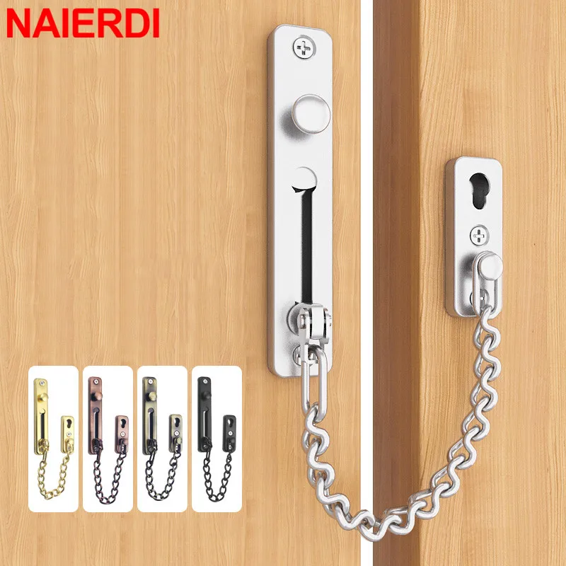 NAIERDI Door Chain Lock 304 Stainless Steel Security Anti-theft Door Chain Latch Buckle Guard with