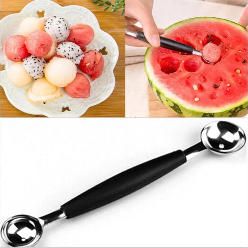 Meloen watermeloen Bal Scoop Fruit Lepel Ijs Sorbet Rvs Double-end Koken Tool Keuken Accessoires