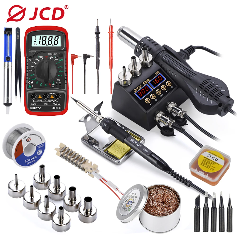 Jcd 2 em 1 750w estação de solda lcd display digital estação de retrabalho de soldagem para
