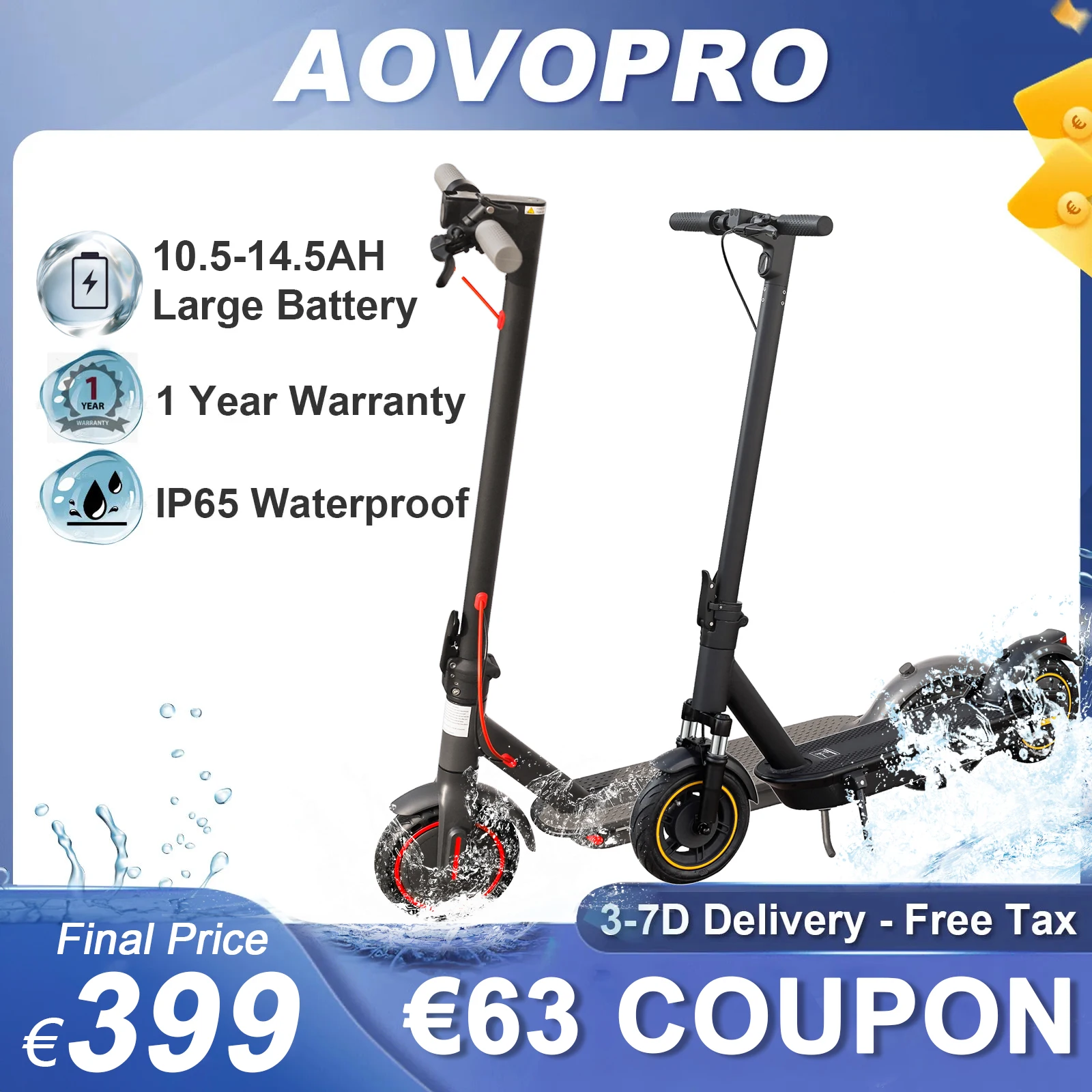 Aovopro es80/max 350w/1000w Elektro roller 8.5/10 inch 10.5/14,5 ah Erwachsene zusammen klappbarer