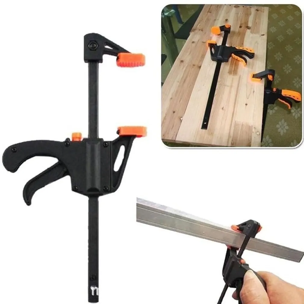 4' Woodworking Clamps 2 Pcs Set Fixed Type Quick Ratchet Release Speed Extruded Nylon Work Bar Kit