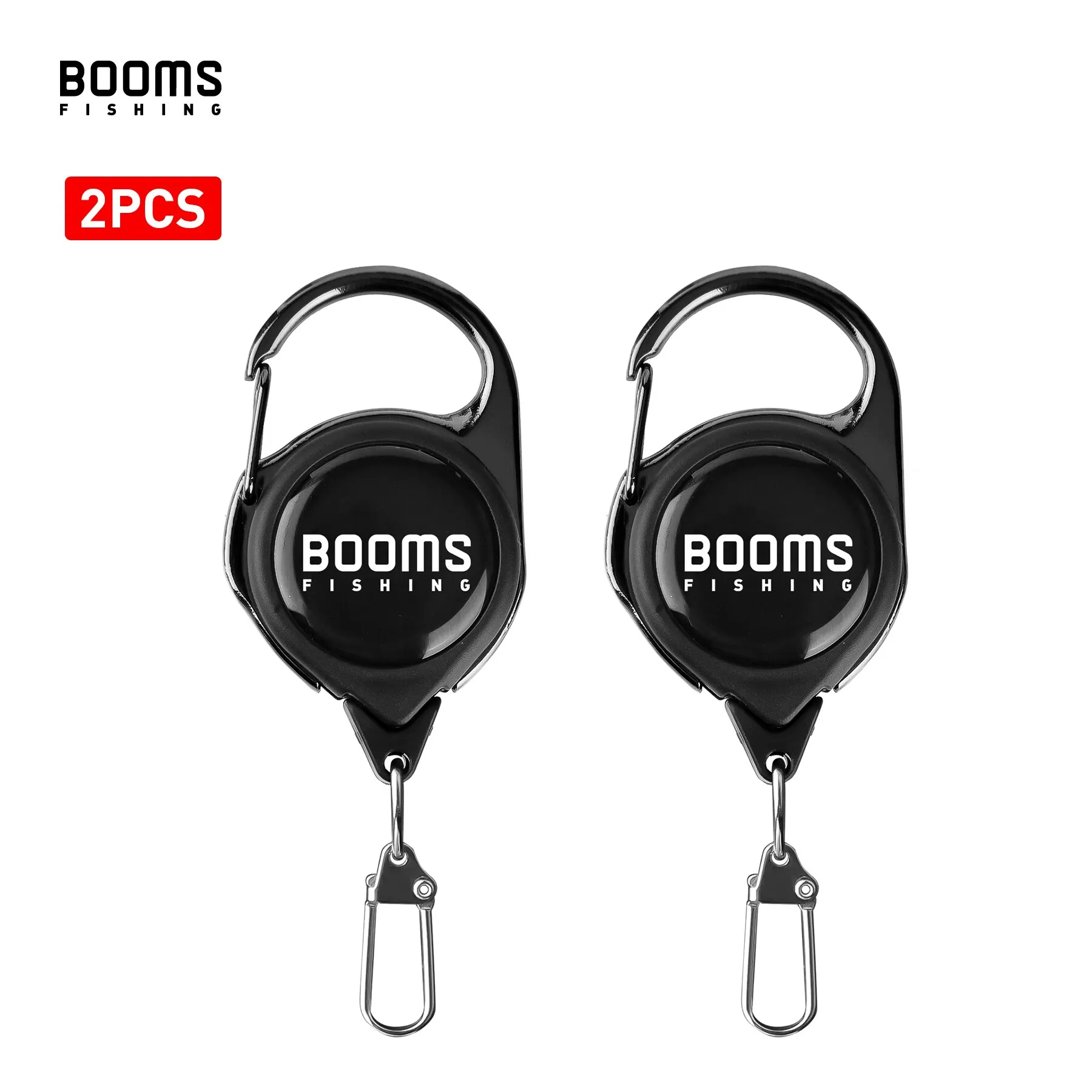 Booms Fishing Retractable Key Chain 2pcs with Antirust Spring Easy Release Badge Holder Fly Fishing