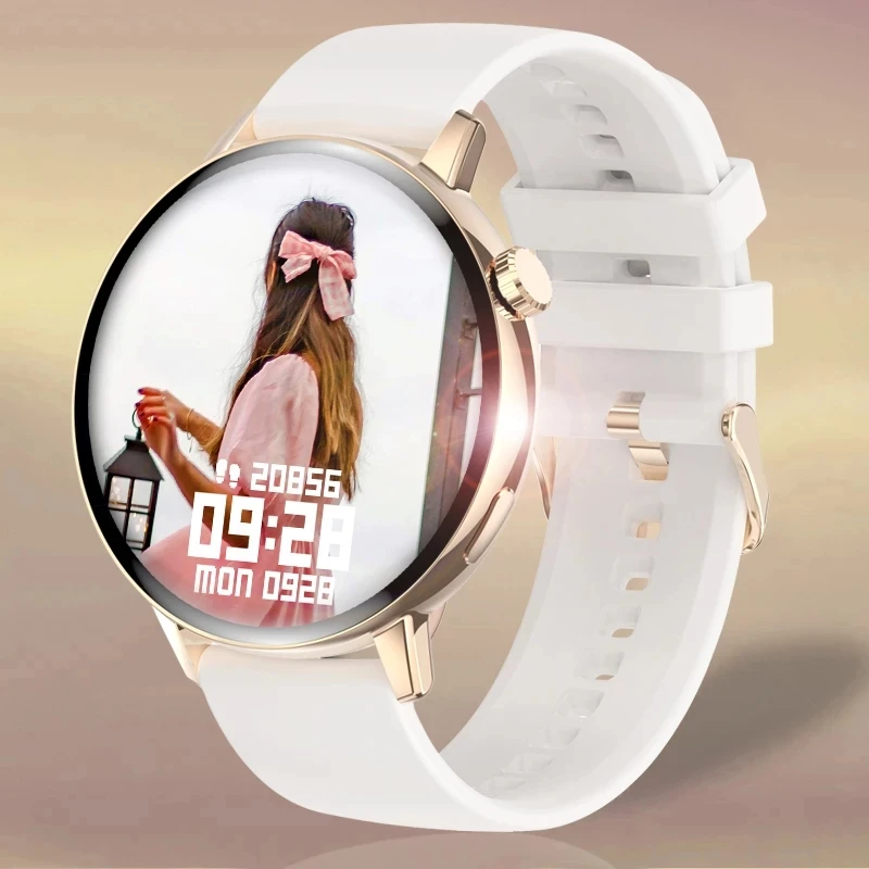 Neue Mode Frauen Smartwatch Bluetooth Anruf Full Screen Touch Wasserdichte Uhr Damen Herz Rate