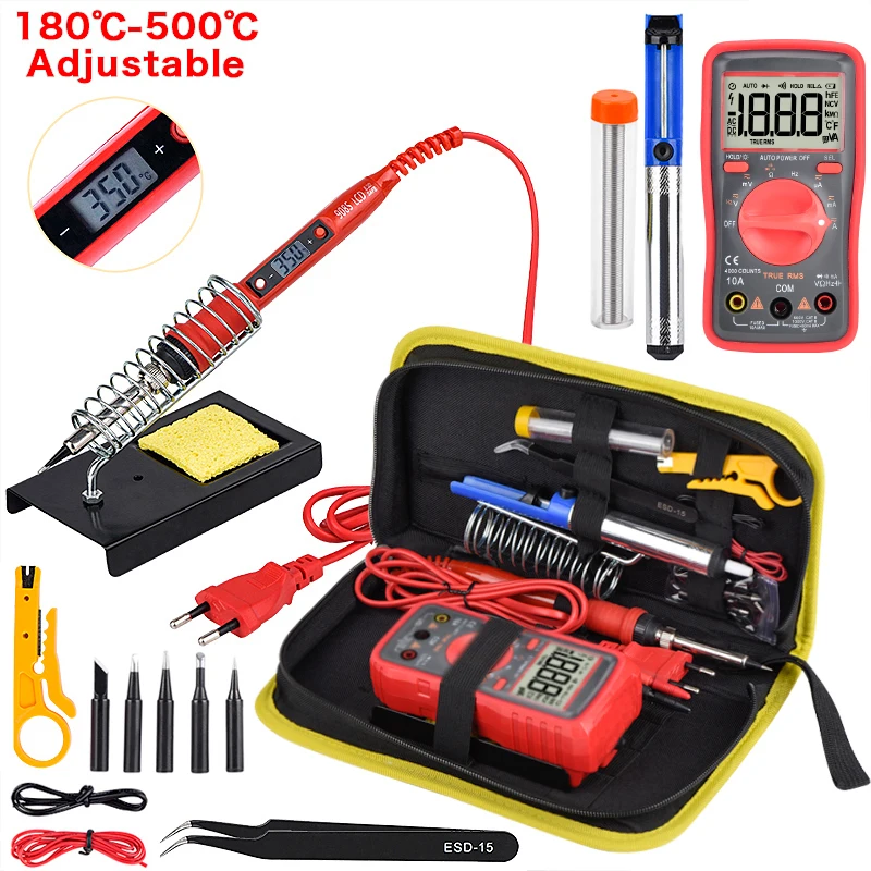 Jcd 80w kit de ferro de solda digital temperatura ajustável display lcd com multi-função ncv