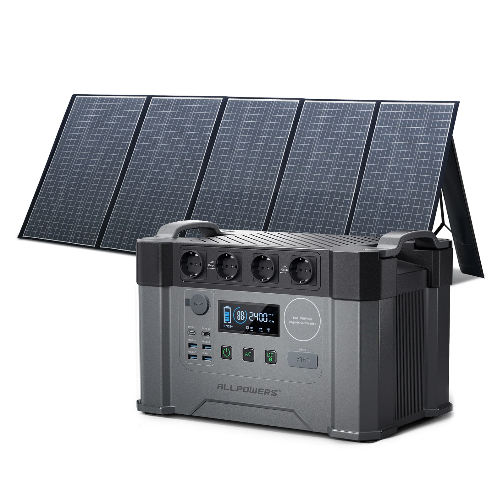 ALLPOWERS S2000 Solargenerator 1500 Wh / 2000 W mit 400 W tragbarem Solarpanel, tragbares Kraftwerk