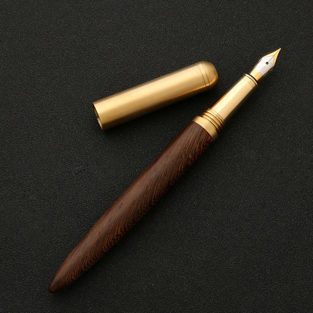 2024 Luxe Merk Vulpen Houten Messing Spin Elegante Briefpapier Schoolbenodigdheden Kalligrafie Inkt