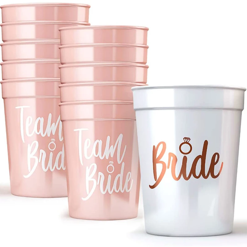 1Set Vrijgezellenfeest Team Bruid Plastic Drinkbekers Bruidsdouche Cadeau Bruid als