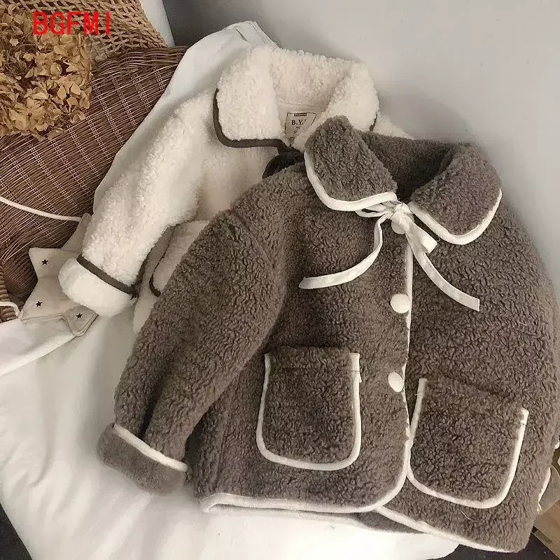 Mode Fleece Dikke Baby Peuter Kind Warme Jas Peuter Uitloper Kraag Stropdas Meisje Kleding 1-10Y