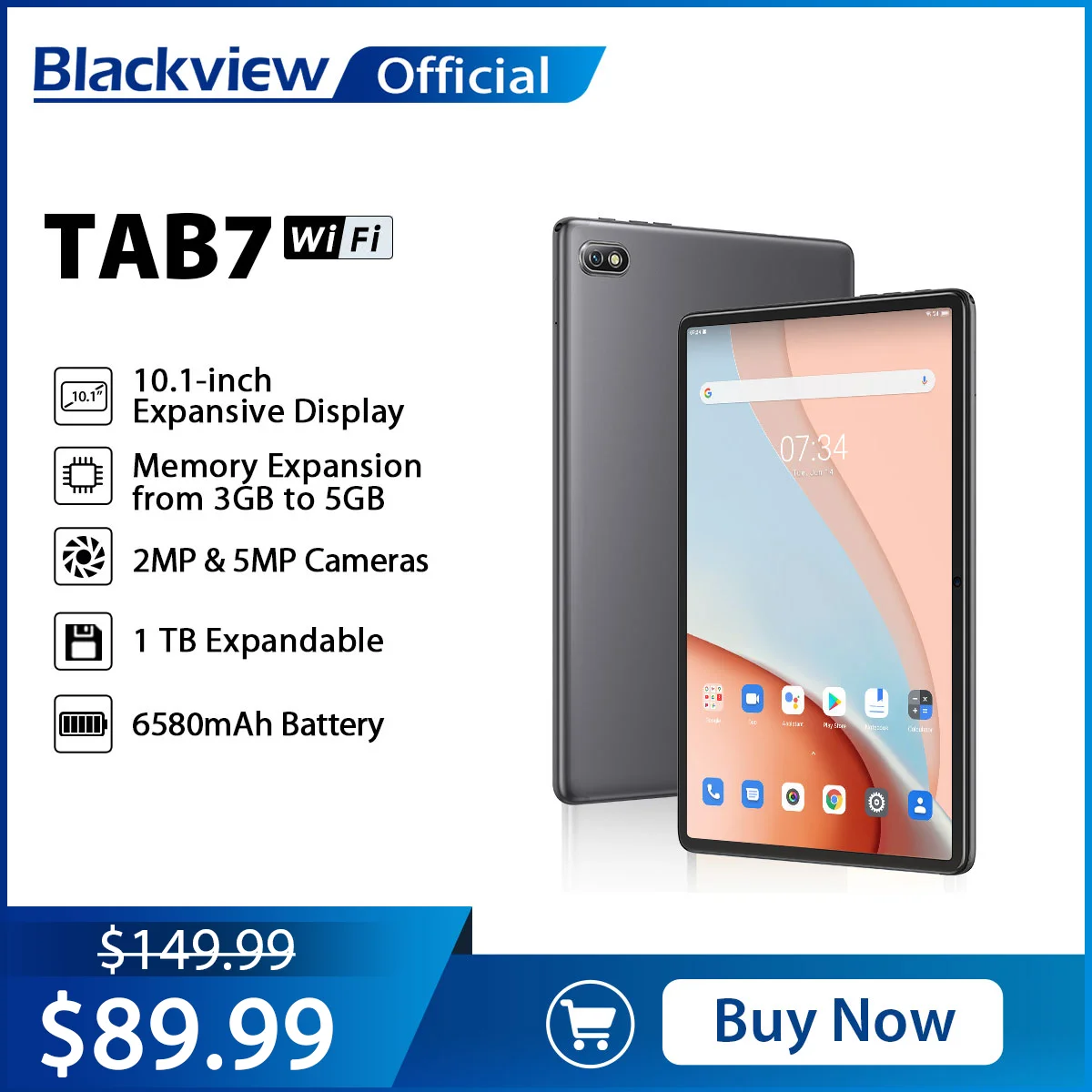 Black view Tab 7 Wifi Android 12 Tisch PC 10.1 ''HD-Display 3GB 64GB 13MP Rückfahr kamera 6580mAh