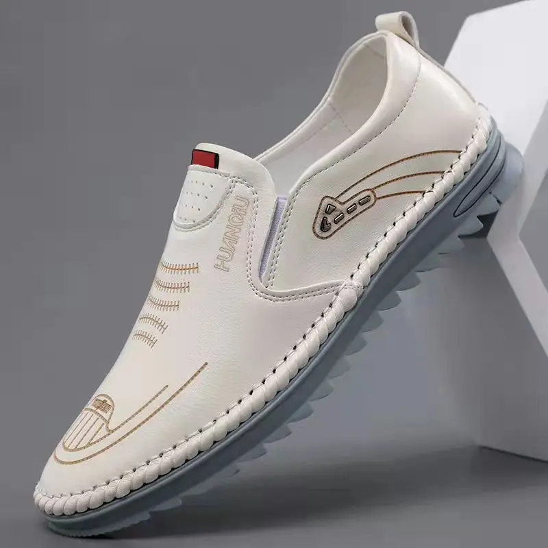 2022 Mode Mannen Casual Platte Schoenen Outdoor Zachte Zolen Reizen Sneakers Leer Mannen Business