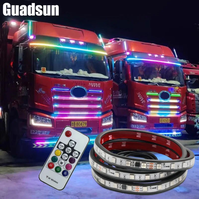 LED 24V LKW Licht leisten RGB flexible bunte Atmosphäre Lampe Licht Warn licht Streifen Streamer