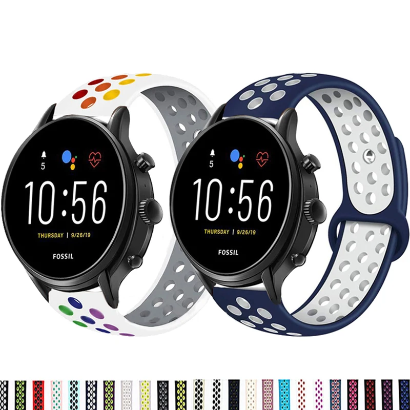 Pulseira de silicone para smartwatch, pulseira de pulseira, fóssil GEN 6, GEN6, fóssil 5E, LTE,