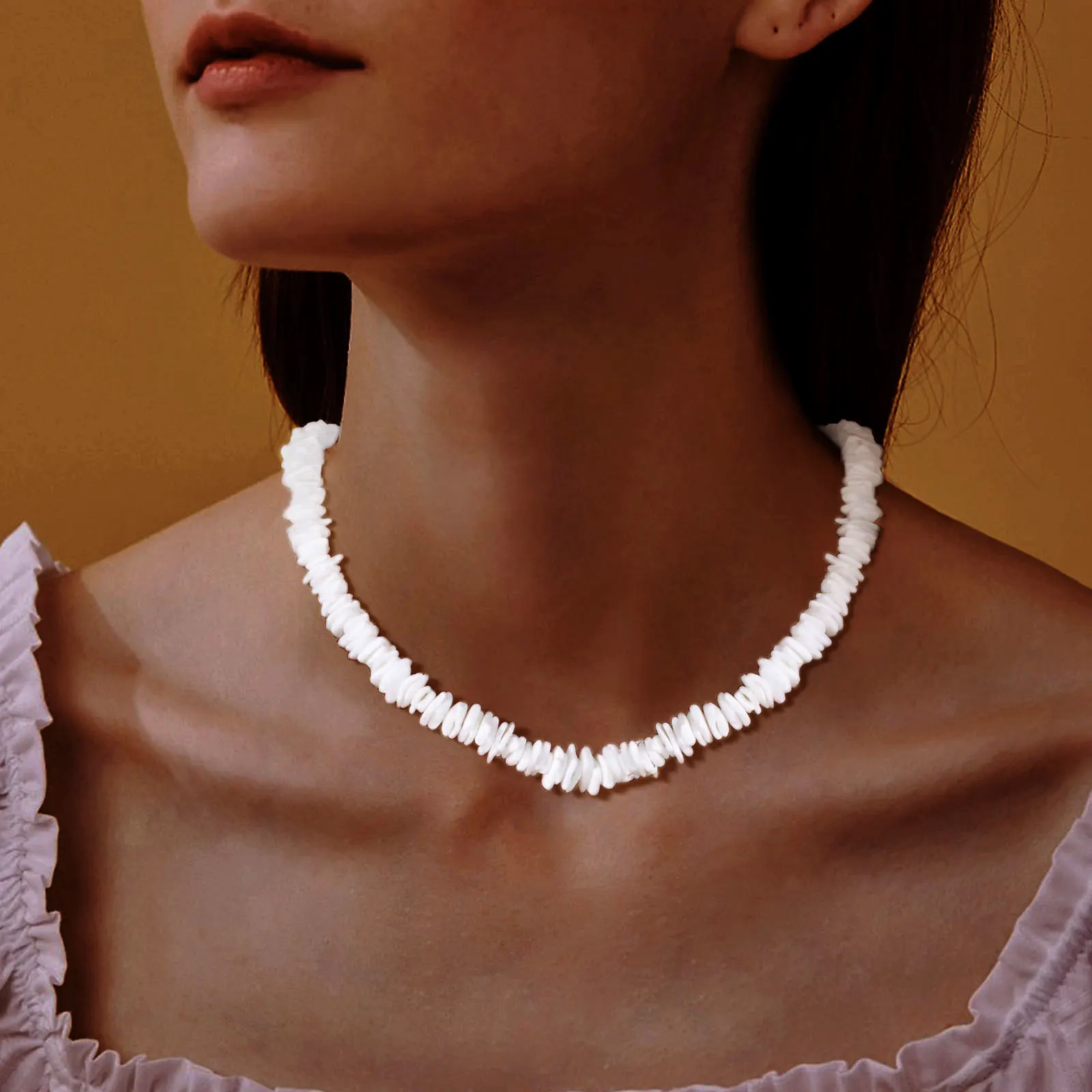 Bohemian Puka Shell Chain Necklace ,  Hawaiian Beach SeaShell Choker Necklace Womens Gift