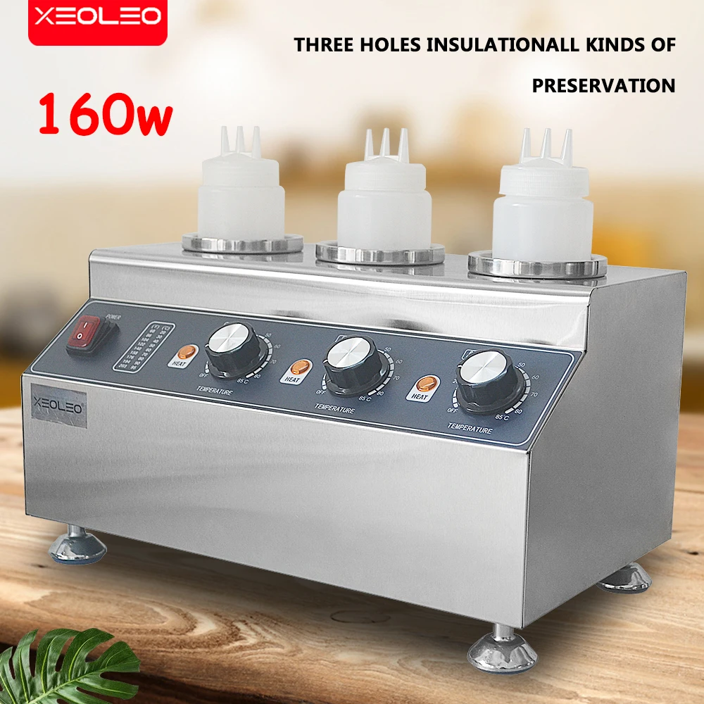 Xeoleo 240w triplo cilindro chocolate jam aquecedor elétrico aquecedor de chocolate jam garrafa de