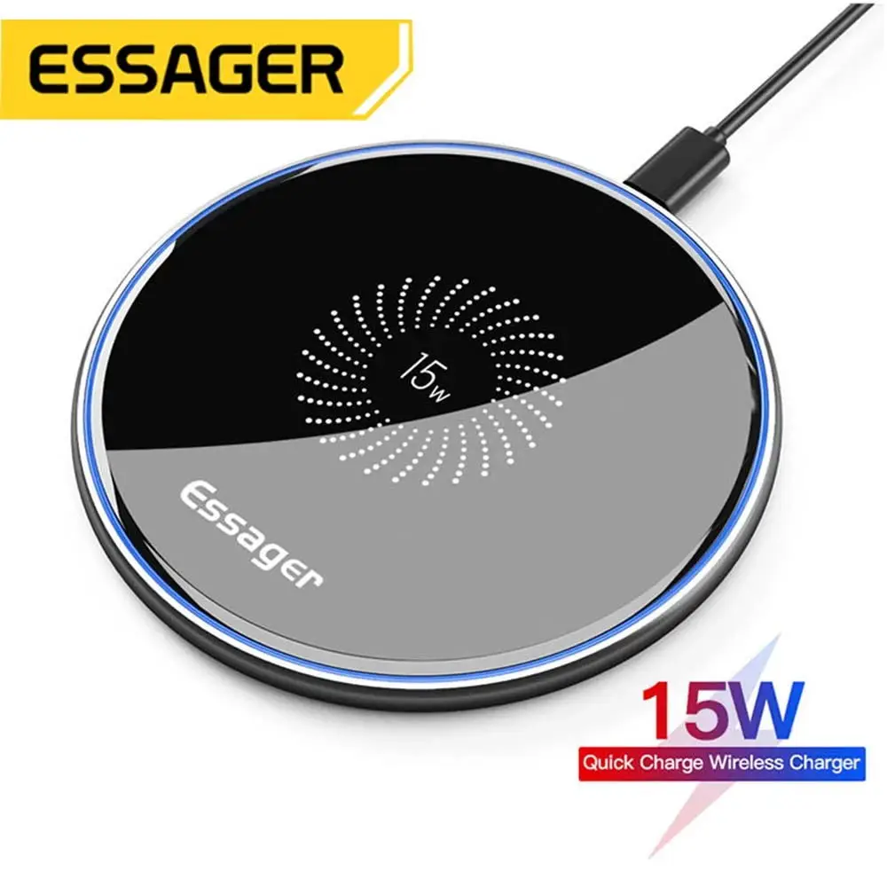 Essager 15W Fast Wireless Charger For iPhone 14 13 12 For Airpods Visible Qi Wireless Charging Pad
