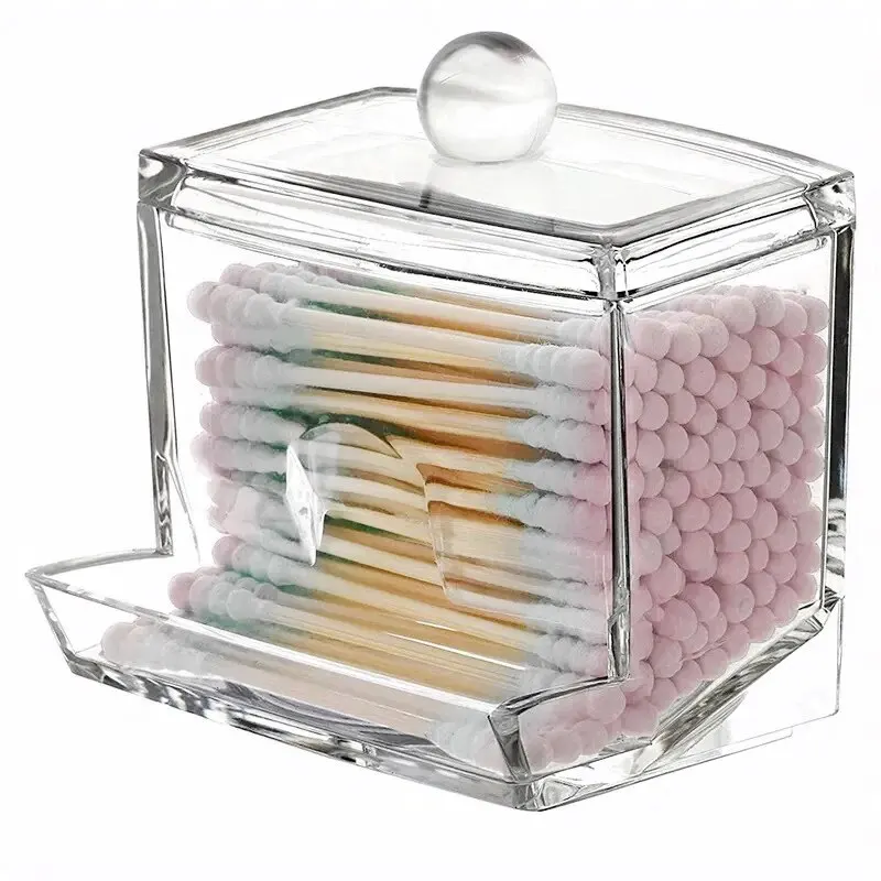 Cotton Swab Ball Storage Box With Lid Large Capacity Bathroom Acrylic Transparent Container Jar