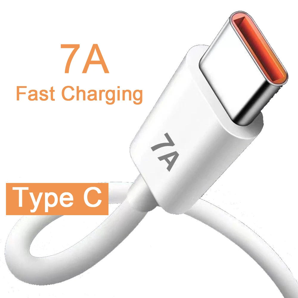 7A 100W USB Type C Super-Fast Charge Cable for Huawei P40 P30 Fast Charing Data Cord for Xiaomi Mi