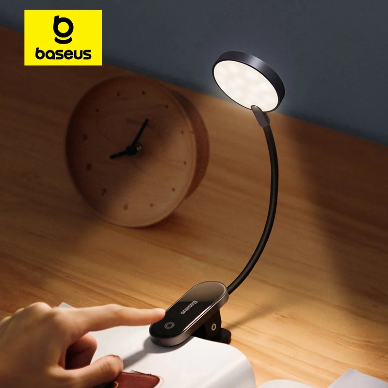 Baseus LED Clip Tafellamp Traploos Dimbaar Draadloos Bureaulamp Touch USB Oplaadbare Leeslamp LED Nachtlampje Laptoplamp