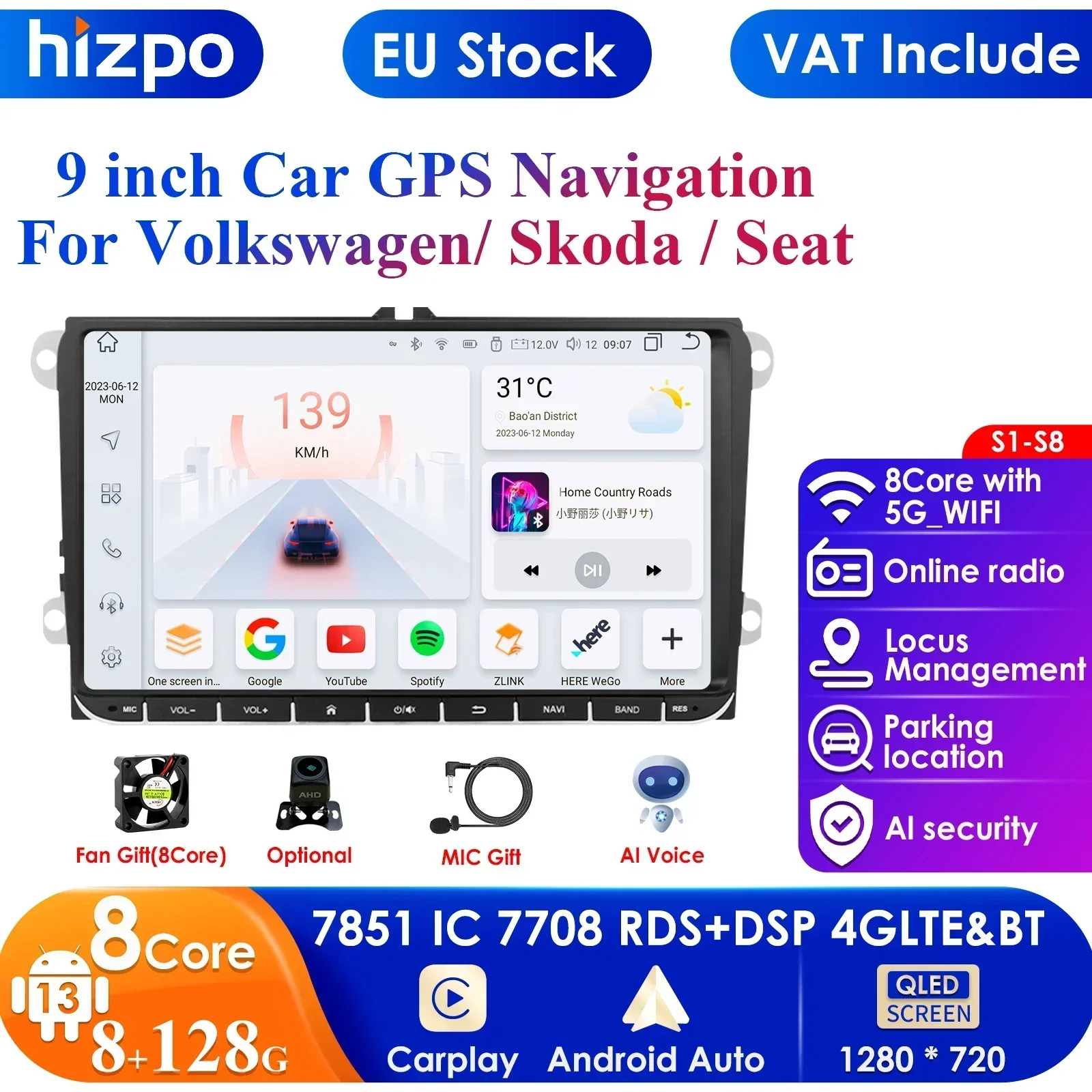 8 + 128G DSP Radio 2din Auto Multimedia GPS für VW Passat B6 T5 B7 B8 Golf 5 6 Caddy POLO T5 Touran