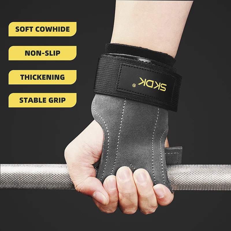 SKDK Gym Grips Palm Guards Cowhide Palm Protector  Weightlifting Gymnastics Workout Gloves Grips