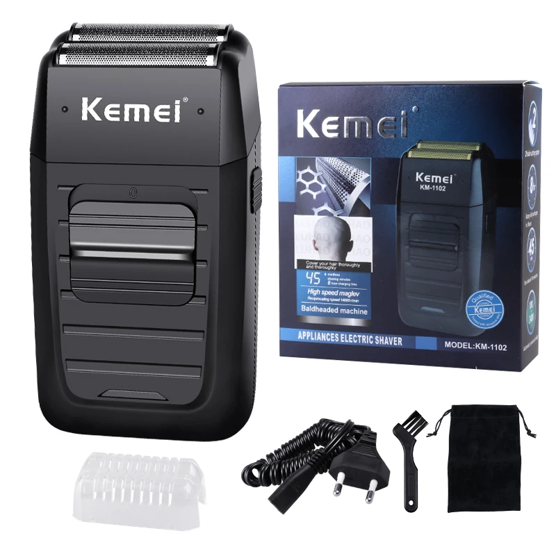Kemei Rechargeable Cordless Shaver for Men Twin Blade Reciprocating Beard Razor Face Care
