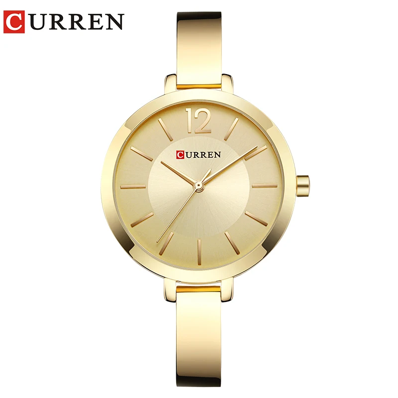 CURREN Fashion Gold Women Watches Stainless Steel Ultra Thin Quartz Watch Woman Romantic Clock