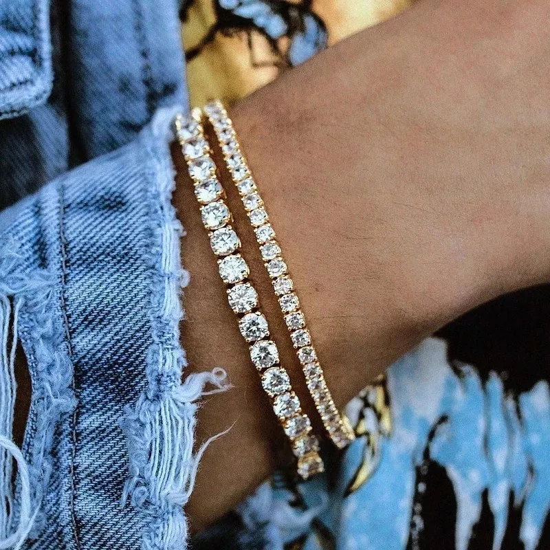 Women's Tennis Bracelet Hip Hop Trendy AAA+ Cubic Zirconia Silver Color Teen Girl Crystal Chain on