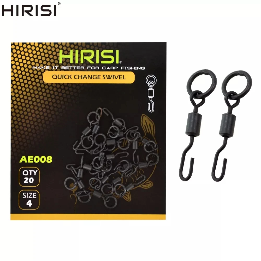 20pcs Carp Fishing Swivels Snaps with Solid Ring Quick Change Fishing Hook Swivels Accessories AE008
