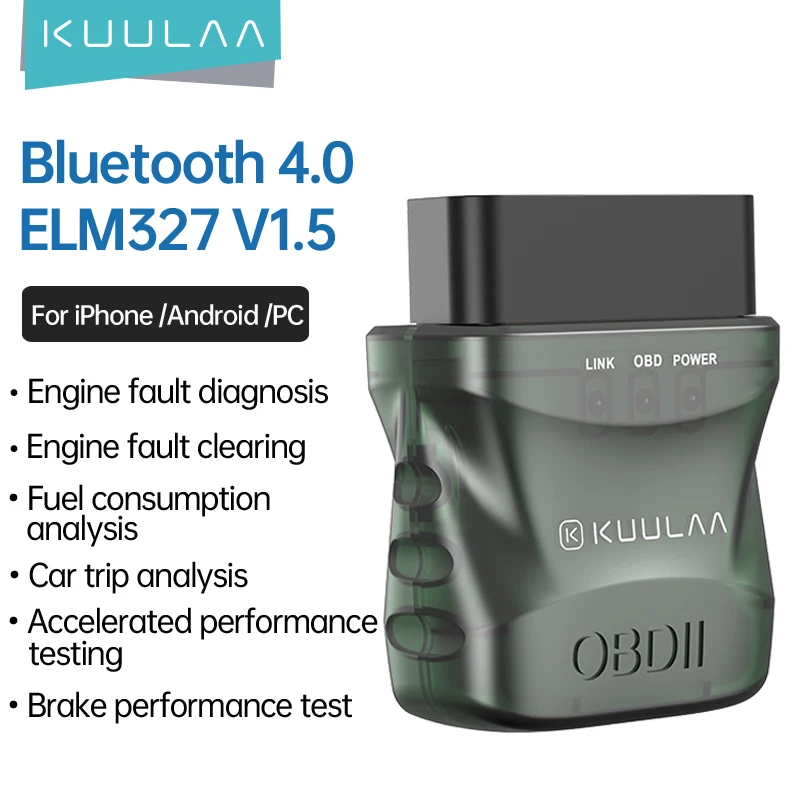 KUULAA ELM327 V1.5 OBD2 Scanner Bluetooth 4.0 OBD 2 Car Diagnostic Tool for IOS Android PC ELM 327