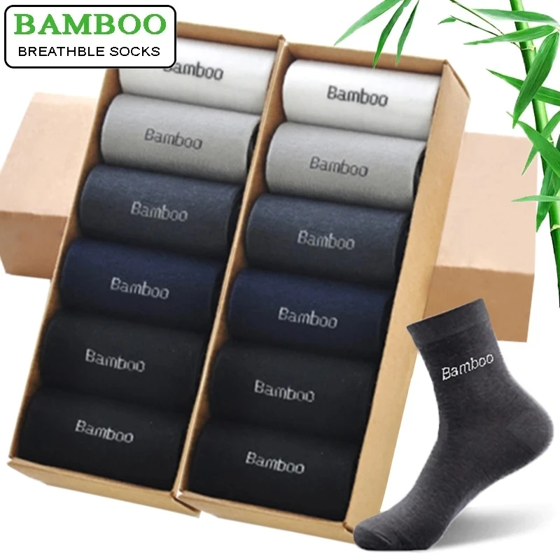 10Pairs/Lot Men Bamboo Socks Brand Comfortable Breathable Casual Business Men's Crew Socks High