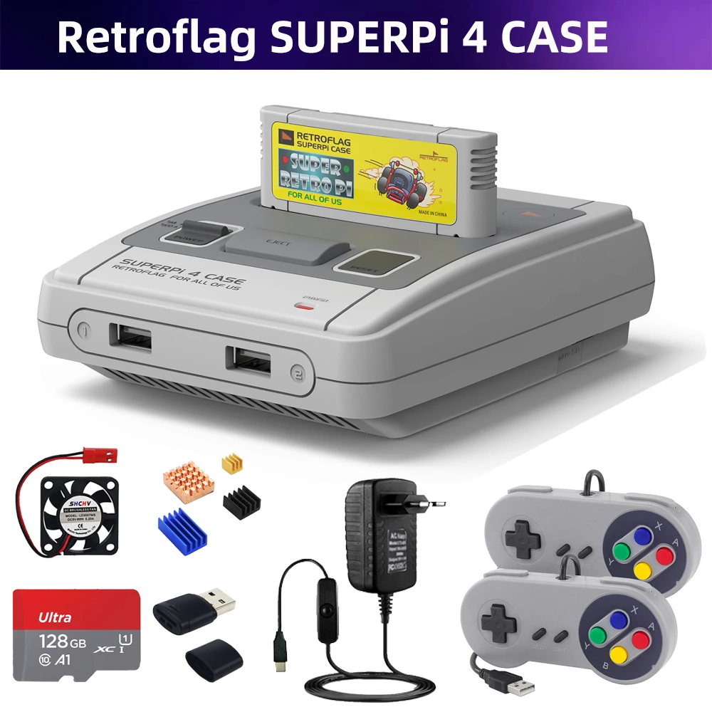 Retroflag SUPERPi 4 Case for Raspberry Pi 4B with Cartridge Safe Shutdown Reset Shell Box for Pi 4