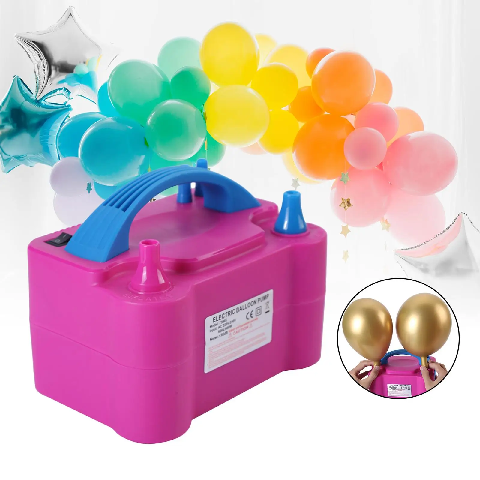 Electric Balloon Pump Inflator 600W Double Nozzle for Baby Shower Balloon Inflators Machine Portable