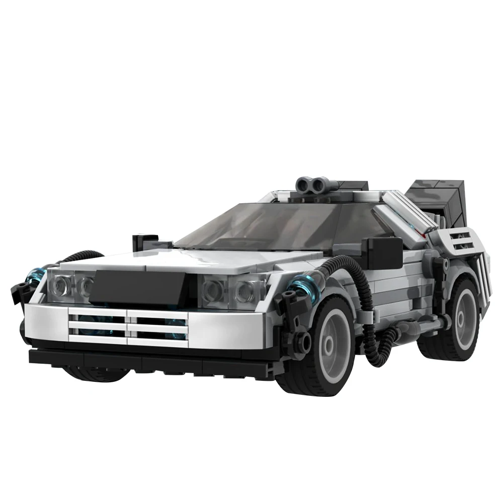 MOC Deloreaned Back To The Future Racing Car Time Machine Brick Technical Science Fiction Trucks