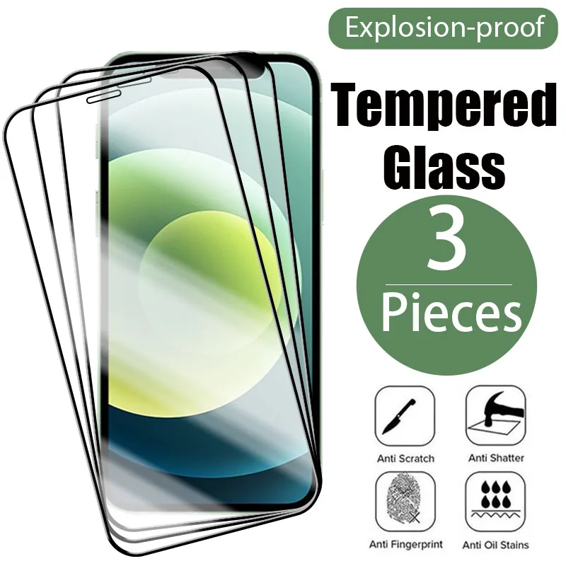 3PCS Tempered Glass For iPhone 12 14 13 7 8 Plus 6 6S 5S SE 2020 Screen Protector For iPhone 11 12