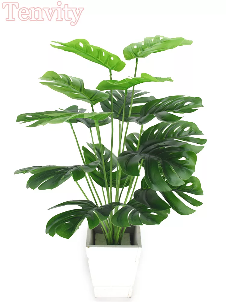 Artificial Plants Green Palm Leaves Monstera Home Garden Living Room Bedroom Balcony Decoration
