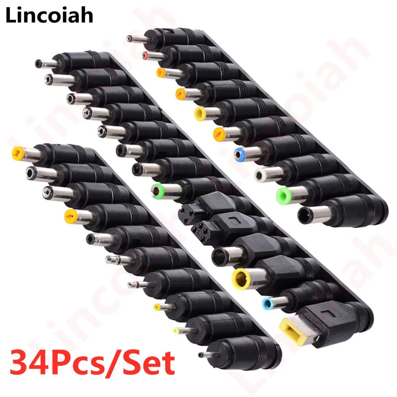 34PCS Universal 5.5mmx2.1mm DC AC Power Adapter Tips Connector Kits for Lenovo Thinkpad Laptop Power