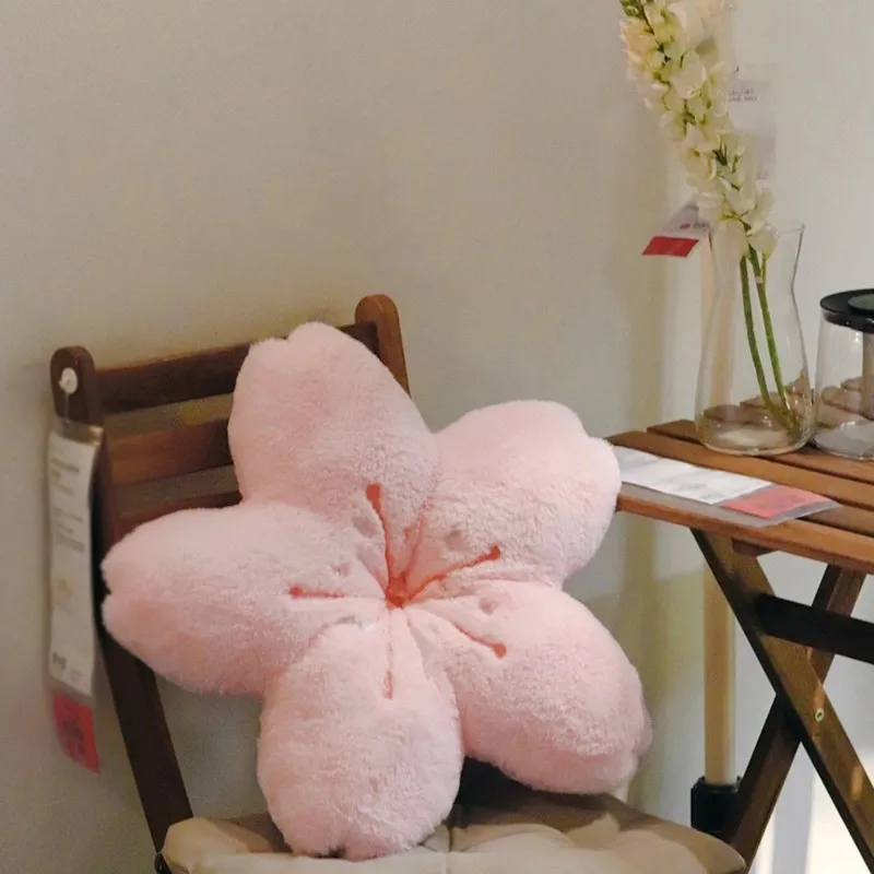 Ins Pink Cherry Petals Pillow Girl Bedroom Living Room Decor Bay Window Floor Seat Cushion Plush
