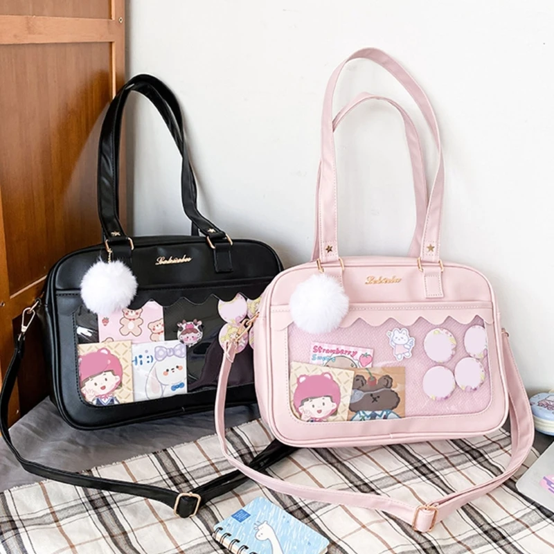 Japanese  Shoulder Bag For Women PU Leather Itabag Transparent Bag JK Tote Bag Handbags Preppy Bag