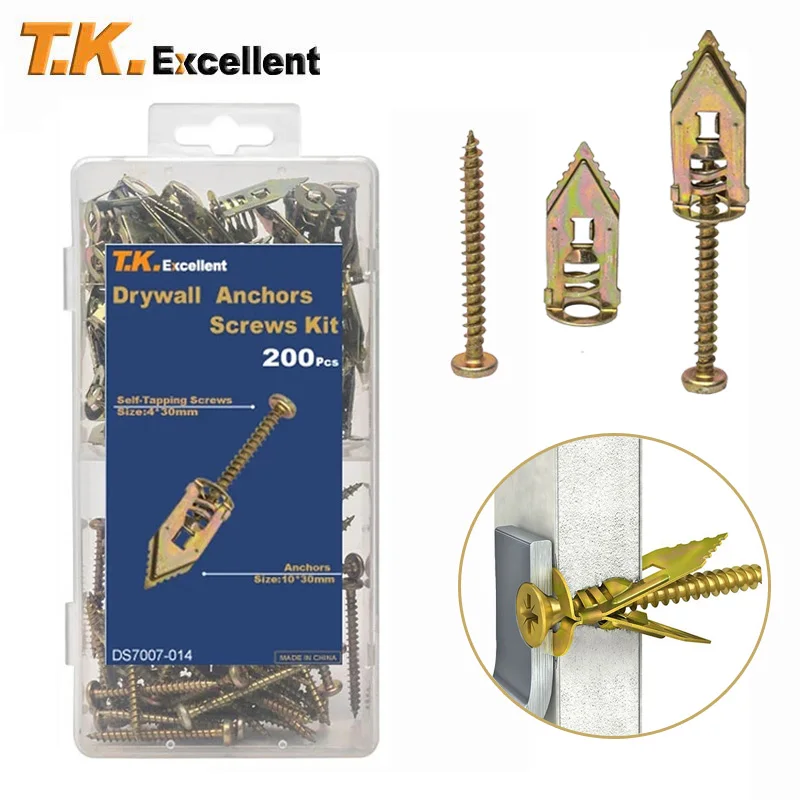30/60/75/100Pcs Self Tapping Screws Self Drilling Anchors Screws Drywall Anchors Easy Application
