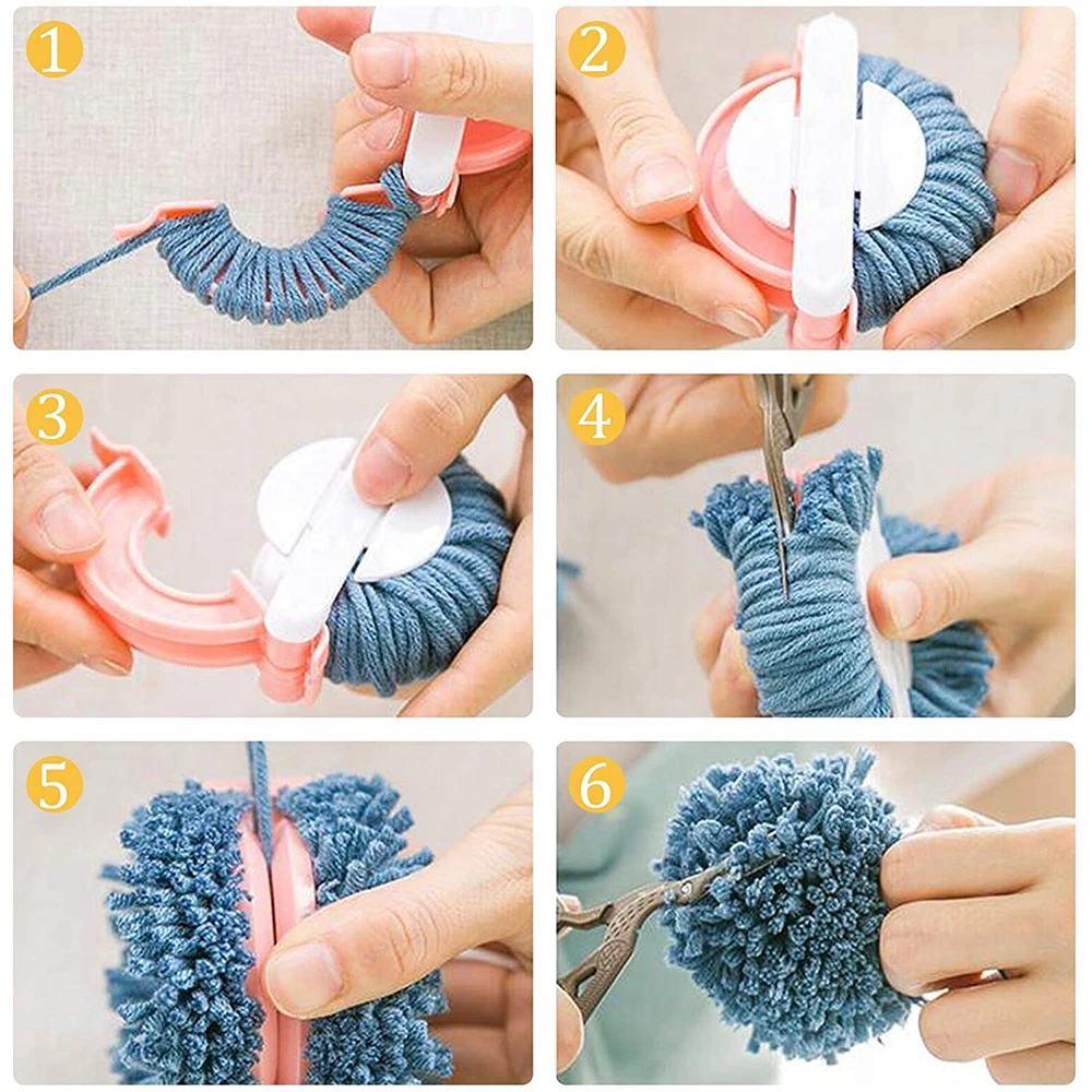 New Pompom Maker Machine 4 Sizes Pompom Maker Wool Ball Making Fluff Ball Weaver Weaving Needle Diy